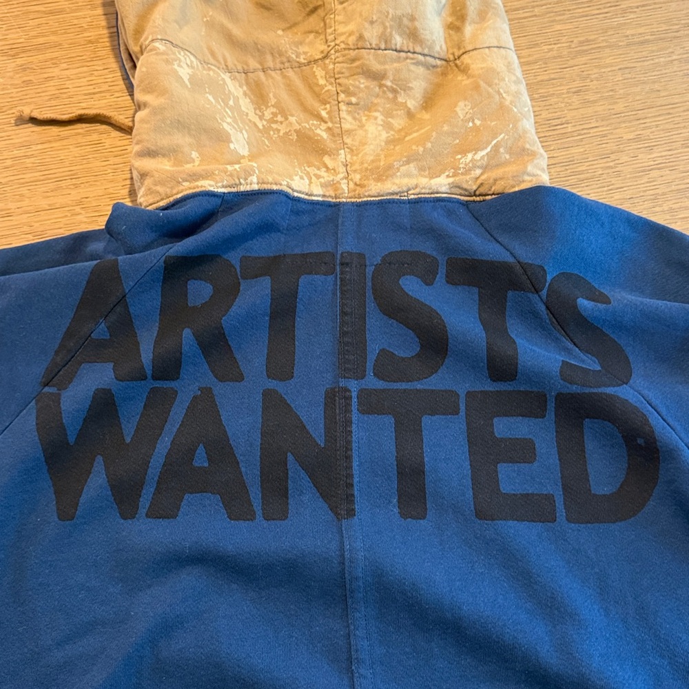 Free City “Life’s Work” Hoodie Navy/Tan Quilted Pullover Size Unisex M - Picture 4 of 7